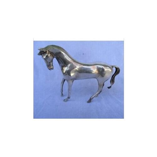 Copper Brass CHINESE crafts decor Asian Collectible Decorado Old Handwork Tibet Prata Esculpida Do Cavalo/Cavalo Arte Escultura