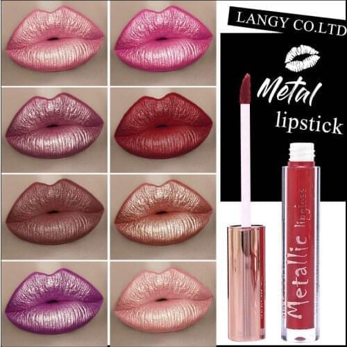Smakup Metallic Matte Lip Glaze Silky Texture Plump Lips Moisturizing Long Lasting Waterproof Not Stick Cup Lipstick Cosmetic