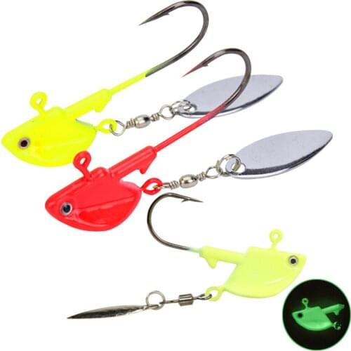 Metal Jig Head Hooks 2 PCS 6g 10g 12g 14g Fish Hook Lure Artificial Sequins Luminous Fishing Tackle Wobbler Swimbait VIB Bait