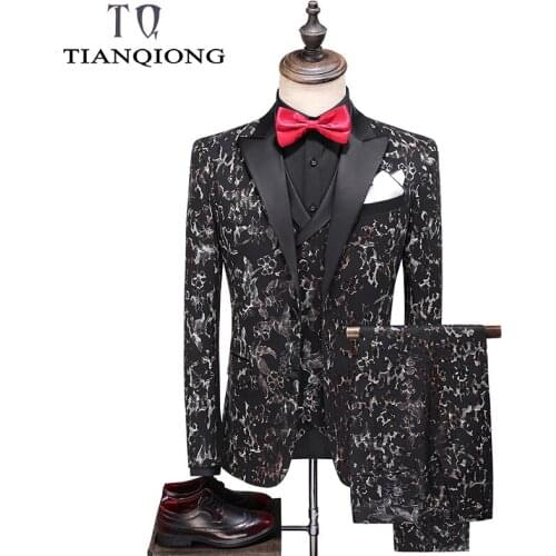TIAN QIONG Mens Wedding Suits 2020 Latest Coat Pant Designs Custom Made Smoking Tuxedo Jacket 3 Piece Groom Terno Suits for Men