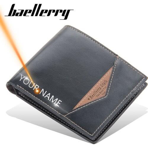 2021 New Men Wallets Name Customized Zipper Card Holder Male Purse High Quality PU Leather Coin Holder Men Wallets Carteria