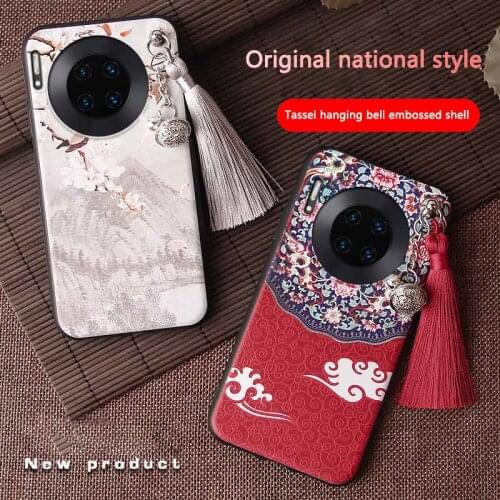 For Huawei P40 Pro P40 Lite Mate 30 Pro Mate 30 Nova 7i Case 3D Embossed Silicone All-inclusive Soft Cover Funda with Tassel