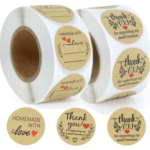 500Pcs Thank You Stickers Thank You For My Small Business Kraft Paper Stickers For Wedding Christmas Gifts Packing Sealing Label