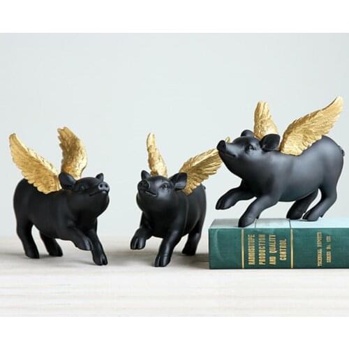 WALL FLYING PIG INDOOR CREATIVE ROOM WALL DECORATION RESIN PENDANTS FAIRY GARDEN HOME DECORATION ACCESSORIES MODERN