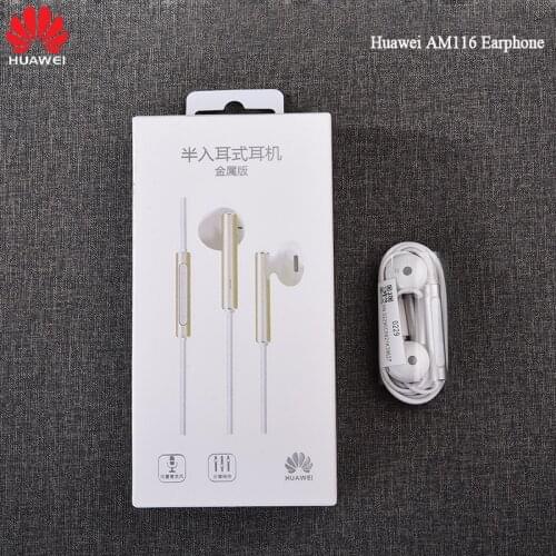 Original Huawei AM116 In Ear Earphone 3.5MM Mic Volume Control For Huawei P8 P9 P10 P20 Pro Mate 7 8 9 10 20 Pro 20x Honor 7 8