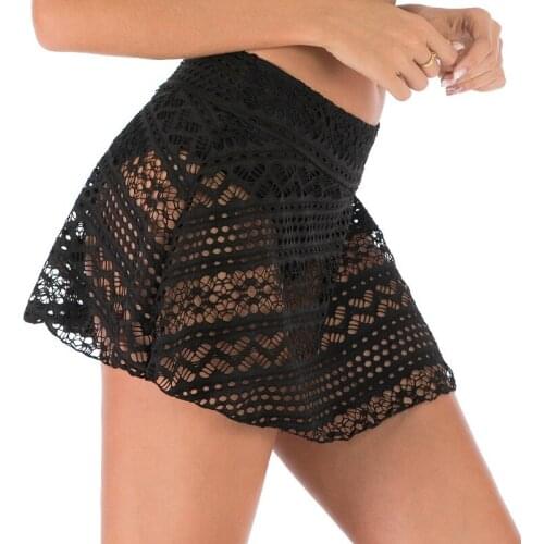 2019 New black lace Women Bottom Two Piece Separate Swimming Shorts Color Swimsuit Pants Woman Beach Sports Short Pants