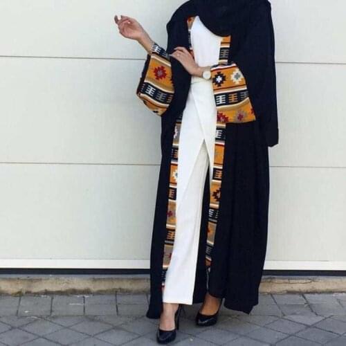 2021 New Fashion Abaya For Women Printed Patchwork Cardigan Robe Dubai Islamic Robe Turkey Middle East Fashion Women