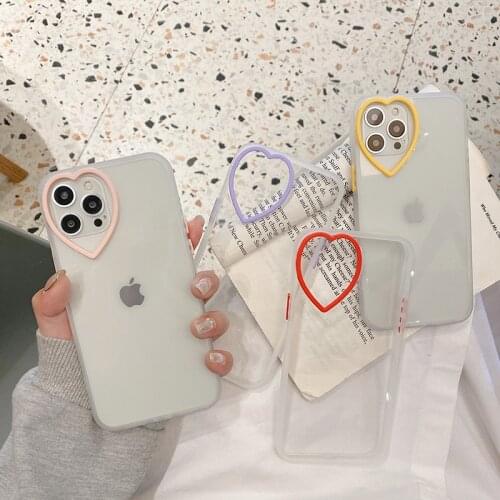 2021 New Design Clear Cover Special Love Heart Shapes Camera Protection Phone Case For iPhone 12 Pro Max 11 XR 7 8 Plus