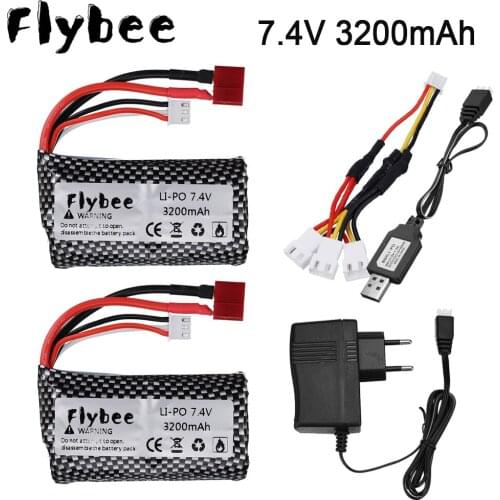 Upgrade battery 7.4V 3000mah 3200mAh 2S Lipo Battery For Wltoys 12423 10428 12429 12401 12402 12402A battery for RC cars parts