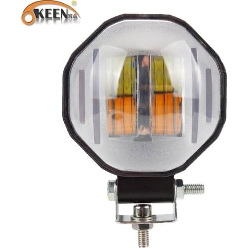 OKEEN 2pcs New 3inch 12V 24V 6500K 24W Waterproof Round LED Work Light Bar White Yellow Strobe Light for Tractor Boat Offroad