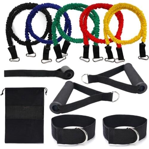 Drop Shipping Fabric Coating Strong Unbreakable Resistance Tube Bands Set Fitness Pull Up Assist Workout Bands with Door Anchor