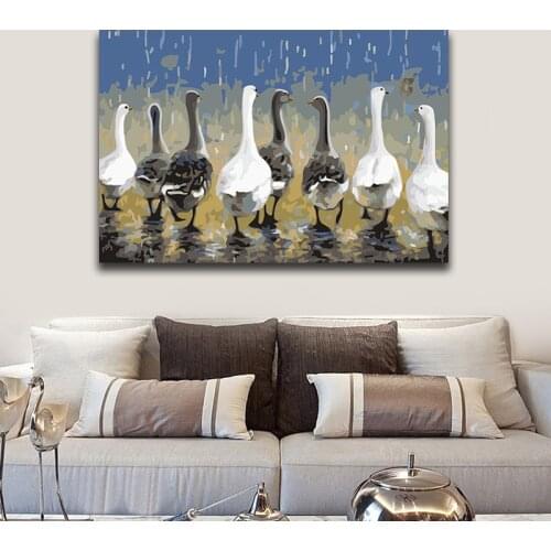 DIY Coloring paint by numbers Walking duck paintings by numbers with kits 40x50 framed