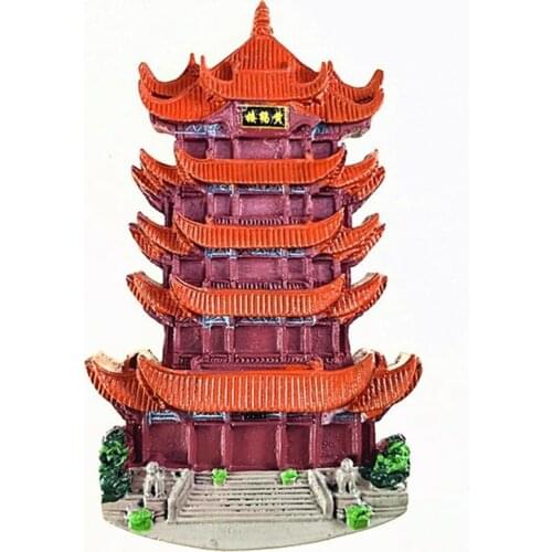 Hand-painted Yellow Crane Tower, Wuhan, China 3D Fridge Magnets Travel Souvenirs Refrigerator Magnetic Sticker Home Decor