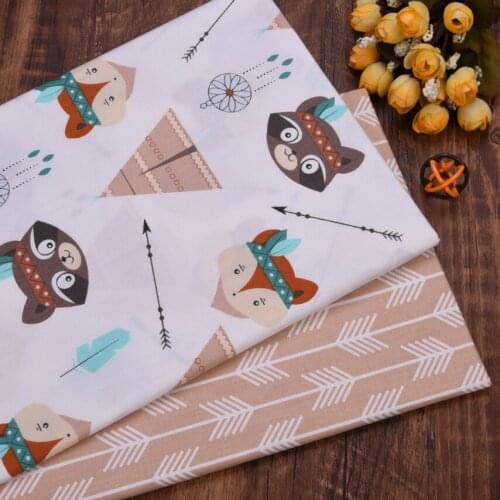 100% cotton Twill Fabric,Coffee Arrow Animal Patchwork Cloth,DIY Sewing Quilting Fat Quarters Tissus Tilda For Baby&Child Sheets