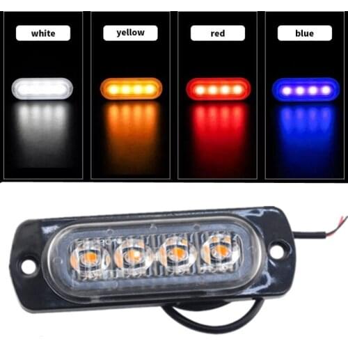 Car Trailer Signal Lights Truck Flash Lamp 12V Emergency Grill Flashing Auto Side Strobe Warning Accessories 4 LED