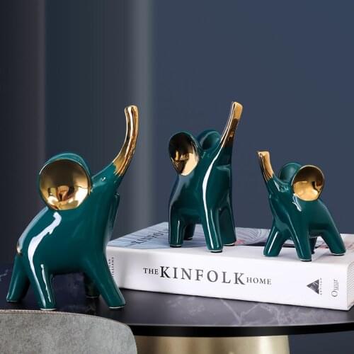 Nordic Ceramic Elephant Sculpture Ornaments Living Room TV Cabinet Desktop Animal Furnishings Crafts Home Decoration Accessories