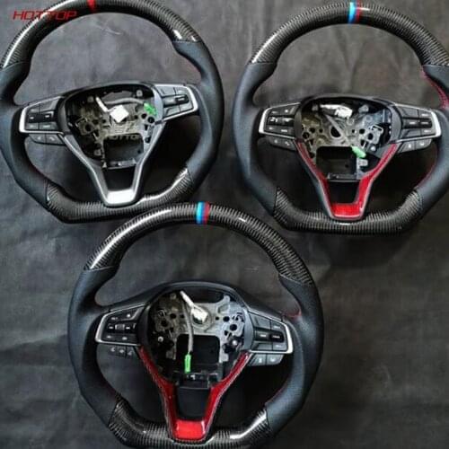 Carbon Fiber Leather Black Suede Purple Marker Car Steering Wheel Cover For Honda CRV CR-V 2012-2016