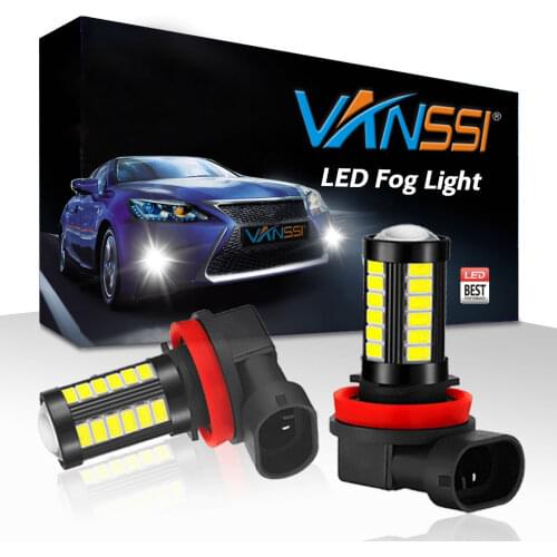 VANSSI 2x H11 H8 H16 Car Led Fog Lights HB4 9006 H10 9145 33x5730 SMD Auto Driving Running LED Fog Lamps 12v 2600LM 6000K White