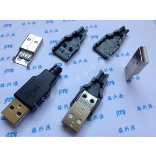 [VK] USB A black plastic shell welding line type USB plug male head DIY USB small night lights 100PCS/LOT