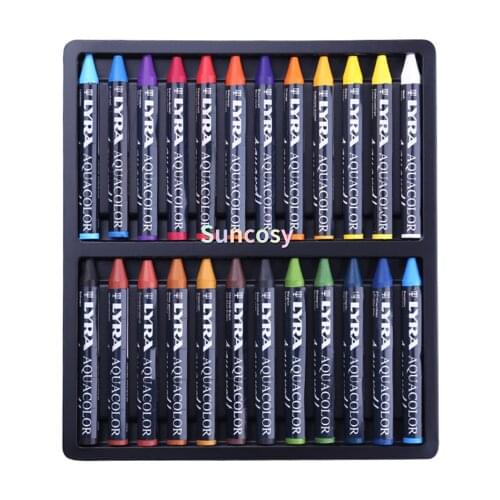 LYRA Aquacolor Water-Soluble Wax Crayons, Set of 12 24 Crayons, Intense pigmentation, Highly light-fast