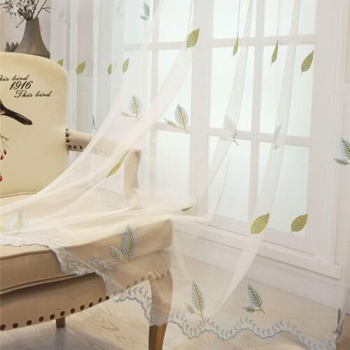Slow Soul Blue Green Embroidered Leaves Curtains For Living Room Curtain Bedroom Kitchen Window Sheer 3d Tulle Luxury Custom