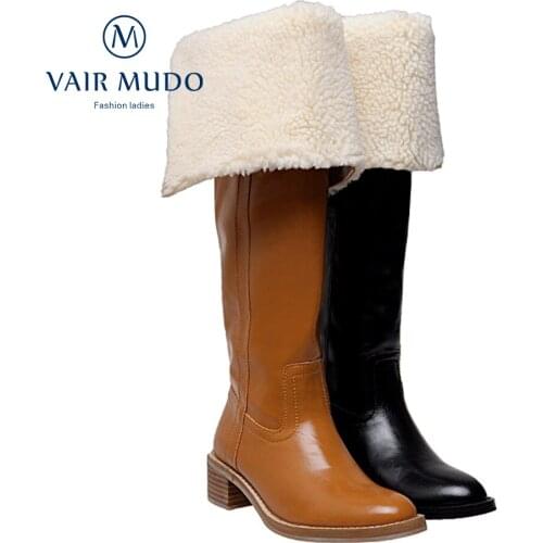 High Quality Winter Over-the-Knee Boots Shoes Women Fur Warm Fashion 2020 New Black Brown Thick Heel Knight Lady Winter ZT77L