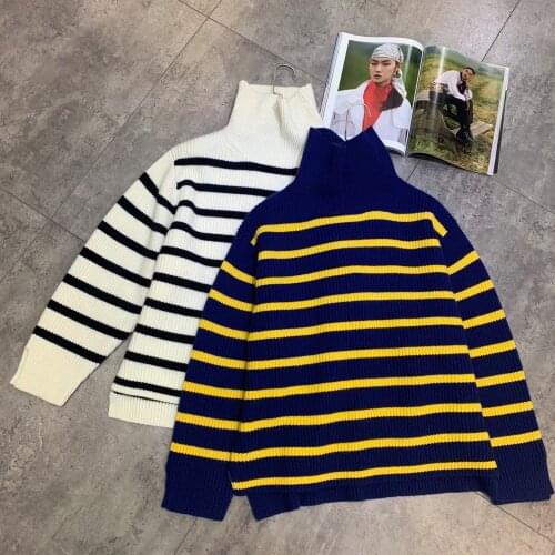 Fashion 2021 new ladies long sleeve sexy casual striped hem front and rear split cashmere sweater 1109