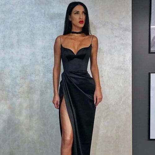 Black Sexy Dress Velvet Strap платье Female High Waist Sheath Club Dresses For Women Short Summer Split long dress Vestidos