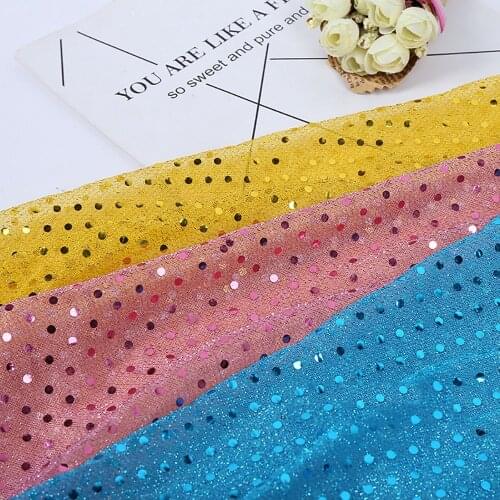 1m Sequin Fabric For Evening Dress Lace Material Hot Glitter Tissus Dry Lace Fabric Mesh Sequin Fabric