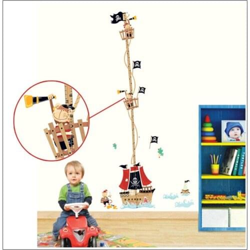 1PC DIY Pirate Ship Height Meter Sticker For Kids Room Bedroom Height Measurement Wall Stickers Home Decor 50*70cm