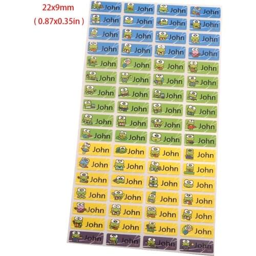100PCS Cartoon Frog Pattern Custom Name Sticker Waterproof Personal Label Children Label Day Care Scrapbook School Stationery