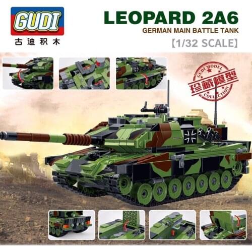 1043pcs 1/32 scale LEOPARD 2A6 GERMAN MAIN BATTLE TANK Building Blocks large collection military toys gifts for kids Brinquedos
