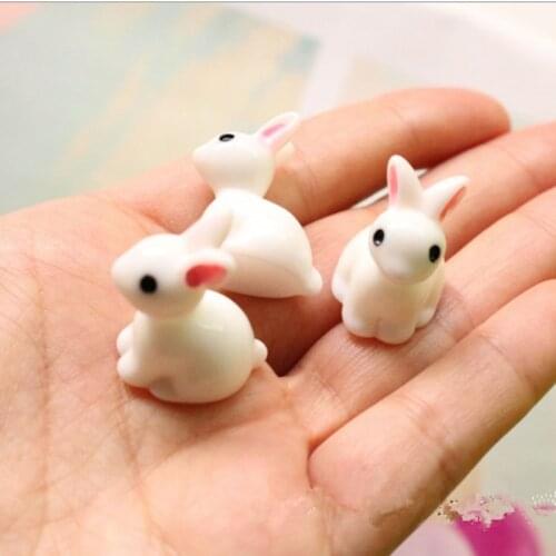 5pcs /lot 21*17mm Cute resin rabbit 3D Cartoons Animal Decoration Crafts For DIY Jewelry Materials