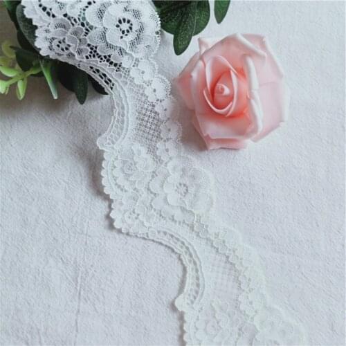 6.5CM White White Tulle Mesh African Lace Elastic Fabric Couture Accessoire For Sewing Needlework Used Of wedding dresses S2407