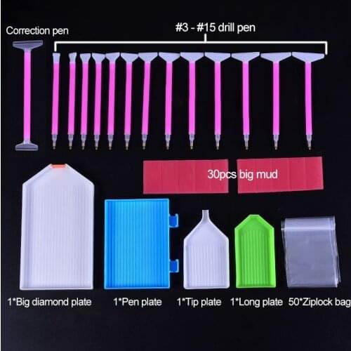 98pcs/lot Diamond Painting Tools Cross Stitch DIY Crafts Sewing Embroidery Kit Glue Clay Tool Diamond Plate Correction Pen