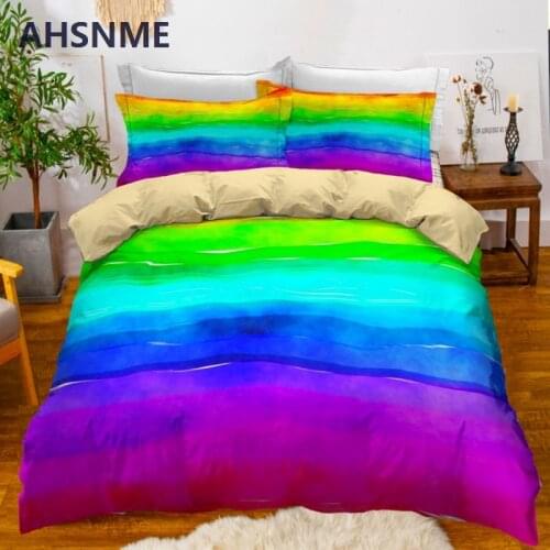 AHSNME Rainbow Duvet Cover Set Bright Colorful Bedding Set Pillowcase for Bed Adults Children Autumn Quilt Cover