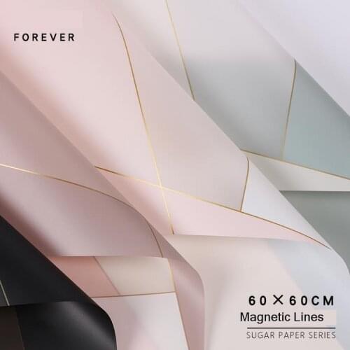 New Black Magnetic Lines Waterproof Flower Wrapping Paper Craft DIY Gift Wrap Florist Supplies Wedding Party Decor 20sheet