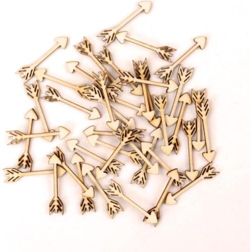 Handmade Wooden Crafts Accessory Home Decoration Scrapbookings DIY Mix Wood Arrow Pattern Embellishment 7x33mm 50pcs