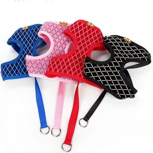 Breathable Dog Harness Set Small Medium Dogs Nylon Mesh Puppy Cat Harnesses Vest Walking Lead Leash Supplies For Chihuahua Pug