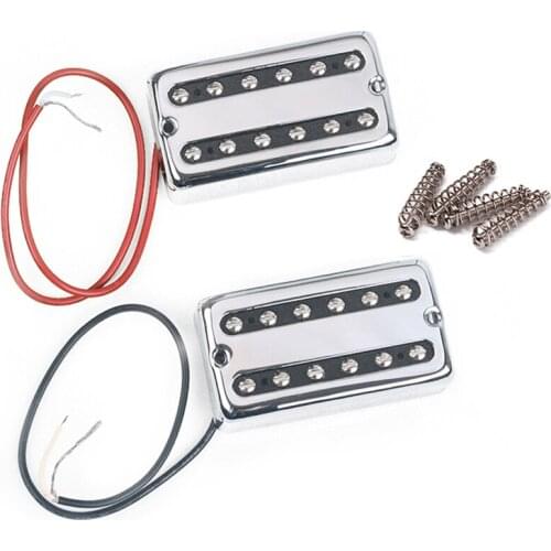 Guitar Humbucker Bridge & Neck Pickup Set Chrome Universal Mount Chrome Neck Bridge Guitar Pickup