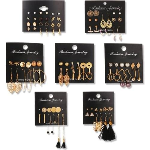 2021Hot Selling Womens Earrings Set Pearl Stud Earrings For Women Bohemian Fashion Jewelry Acrylic Geometric Pendants Earrings