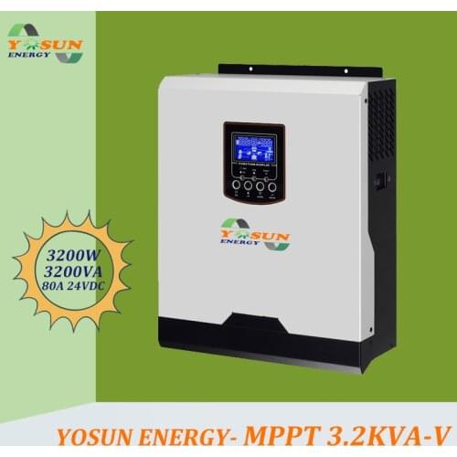 3000 Watt Solar Inverter 3.2Kva MPPT Pure Sine Wave Inverter Off-Grid Inverter Build-in MPPT 80A AC Charge 24Vdc Battery System
