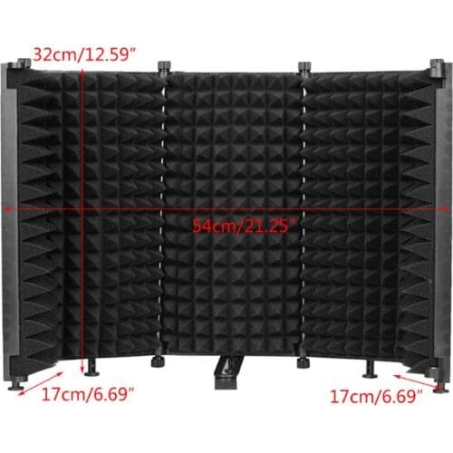 Microphone Isolation Shield Adjustable Angle Sound Absorber Foldable Cover Wind Screen