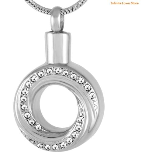 KLH8228 Clear Crystal Inlay Eternity Circle Cremation Jewelry for Women Girl,Wholesale Keepsake Jewelry for Ashes Or Memorial