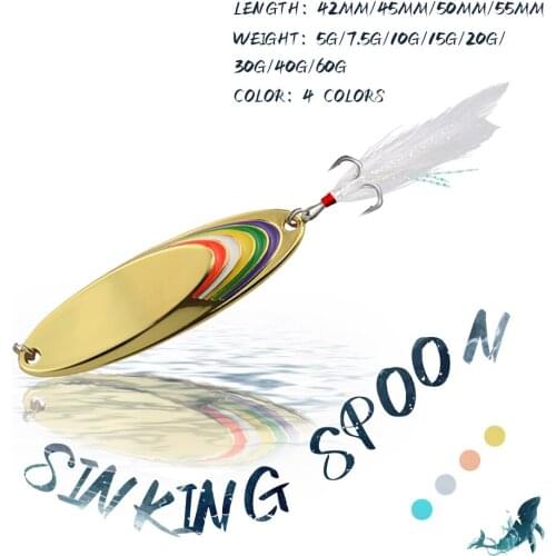 KoKossi 1PCS Fishing Hard Lure Sinking Spoon Bait Long Shot Artificial Sequins Bait With Hook Winter Fishing Accessories Tackle