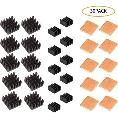 30 PCS Raspberry Pi Heatsink Kit Aluminum Copper + 3M Thermal Conductive Adhesive Tape for Cooling Cooler Raspberry Pi 3 B+ Pi 3