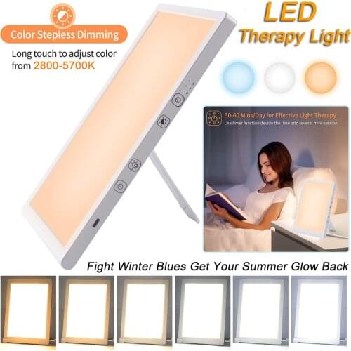 LED Light Therapy Lamp UV-Free 10000 Lux Happy Light 2800-5700K Color Temperature Brightness 4 Timerss Stepless Adjustable D30