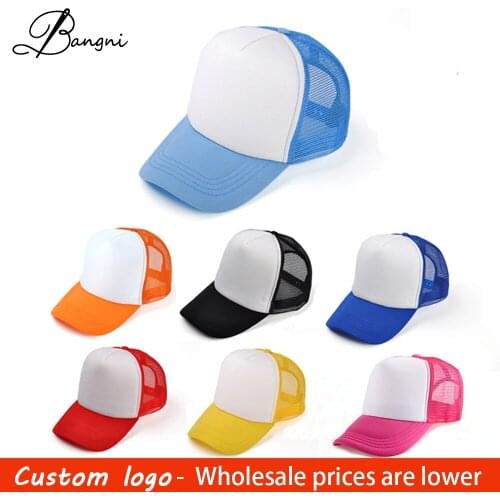 Summer Custom Personalized Own Logo Print Snapback Adjustable Cap Hip Hop hat Trucker Baseball Cap Hat Mesh Breathable wholesale