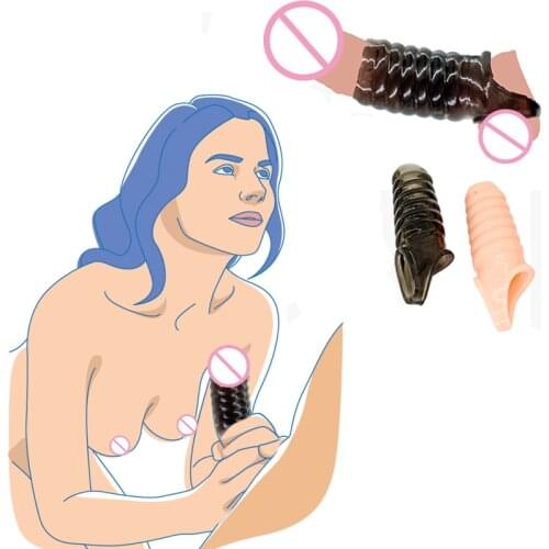 Reusable Delay Ejaculation Penis Sleeve Dildo Cock Ring Enlargement Erection Adult Sex Toys For Men Couples Condoms Anal Plug