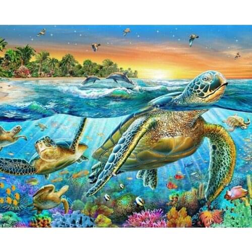 "Sea Turtle" Full Square/round Drill 5D DIY Diamond Painting handmade 3D Embroidery set Cross Stitch Mosaic Decor gift WG131